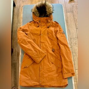 Dakine Orange Ski Jacket with Faux Fur Hood